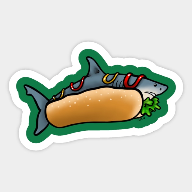 Hot Dog Shark Sticker by ReclusiveCrafts